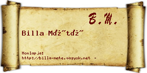Billa Máté névjegykártya